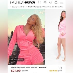 Really cute pink velvet zip up hoodie and short set! New with tags never worn.